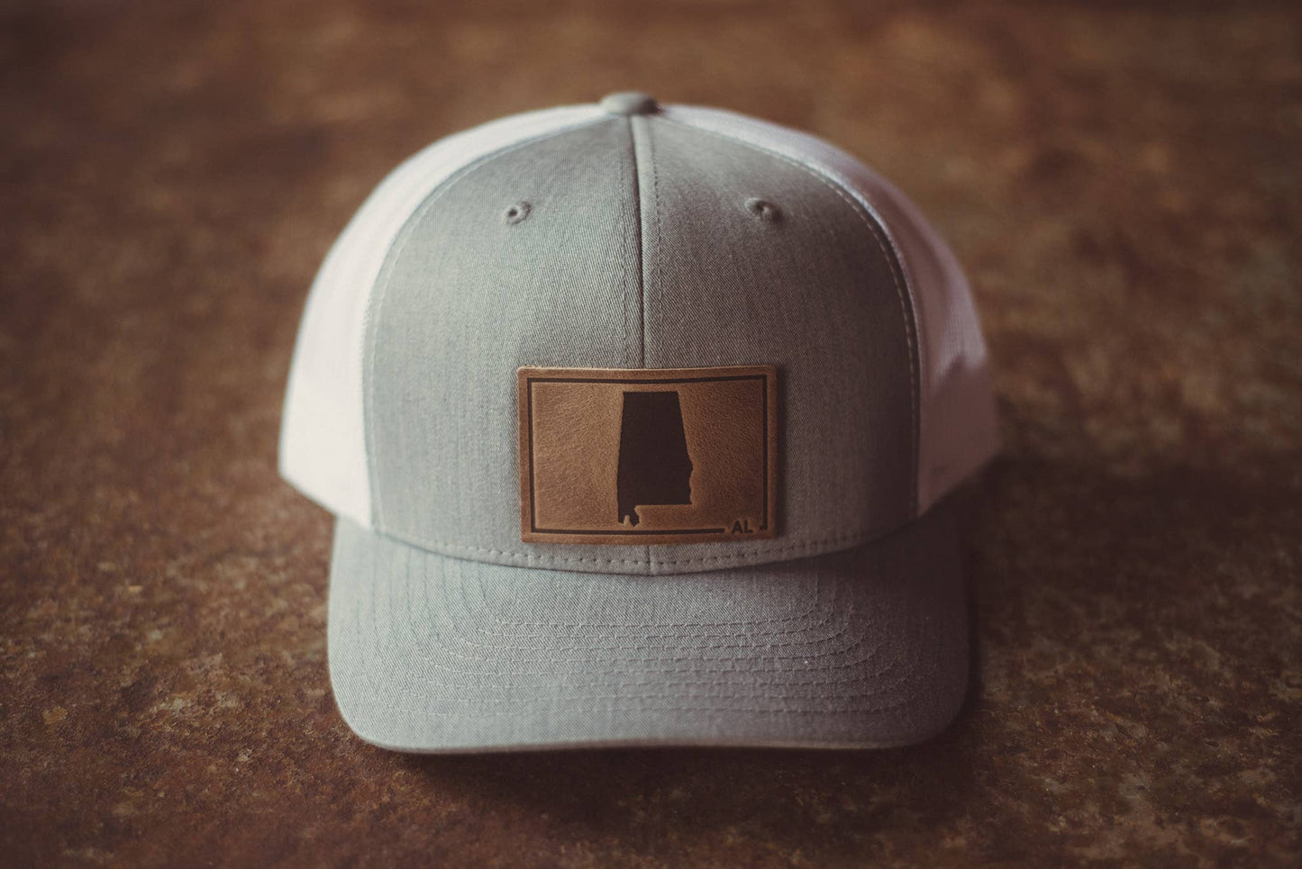 Leather Patch Alabama State Hat - Grey/Khaki - Shop Weiss Lake