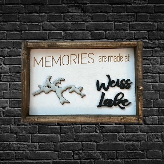 14x10 Weiss Lake Memories Map Personalized Handmade Sign - Shop Weiss Lake