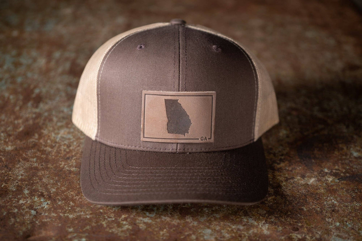 Leather Patch Georgia State Hat - Moss/Khaki - Shop Weiss Lake