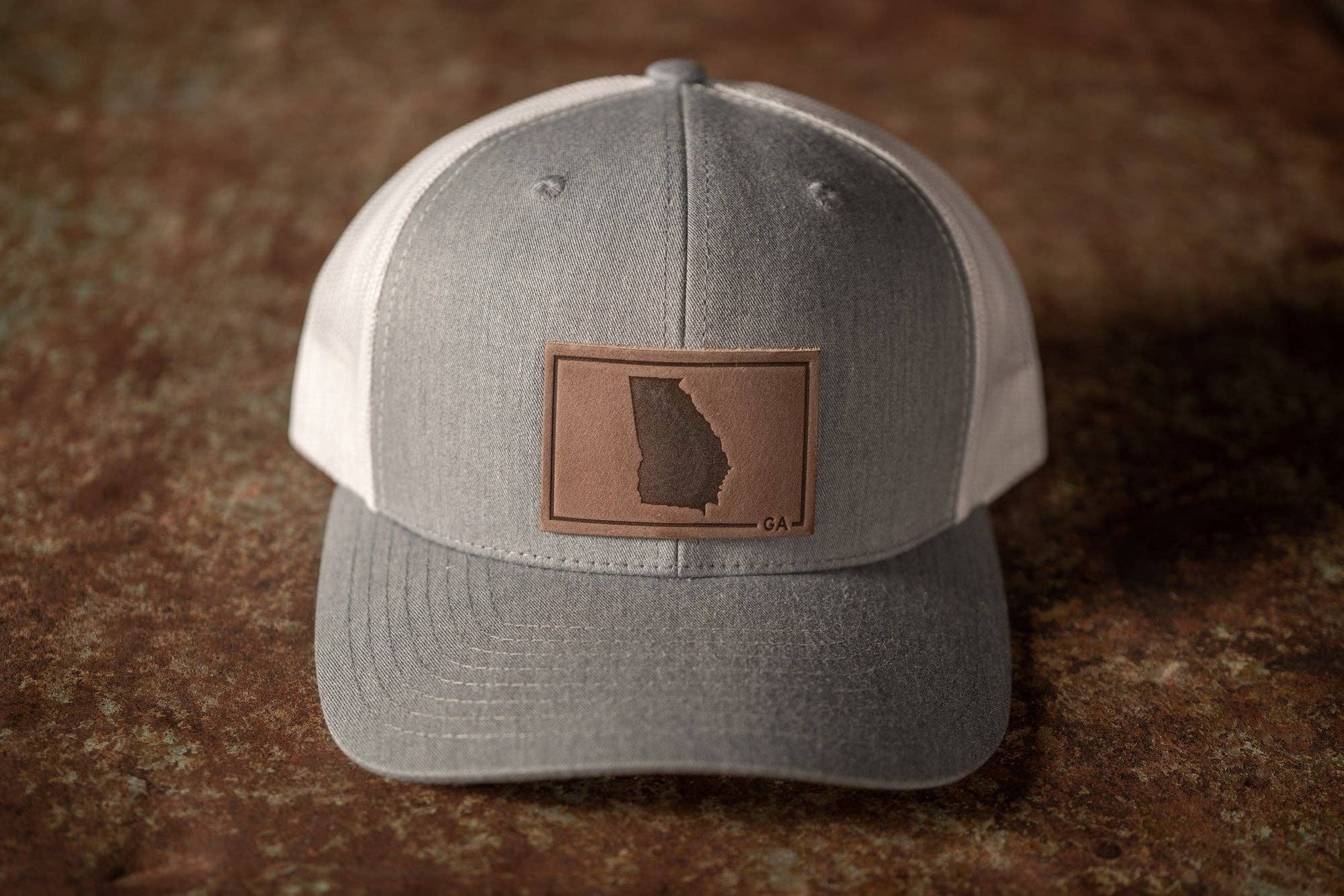 Leather Patch Georgia State Hat - Heather Grey - Shop Weiss Lake