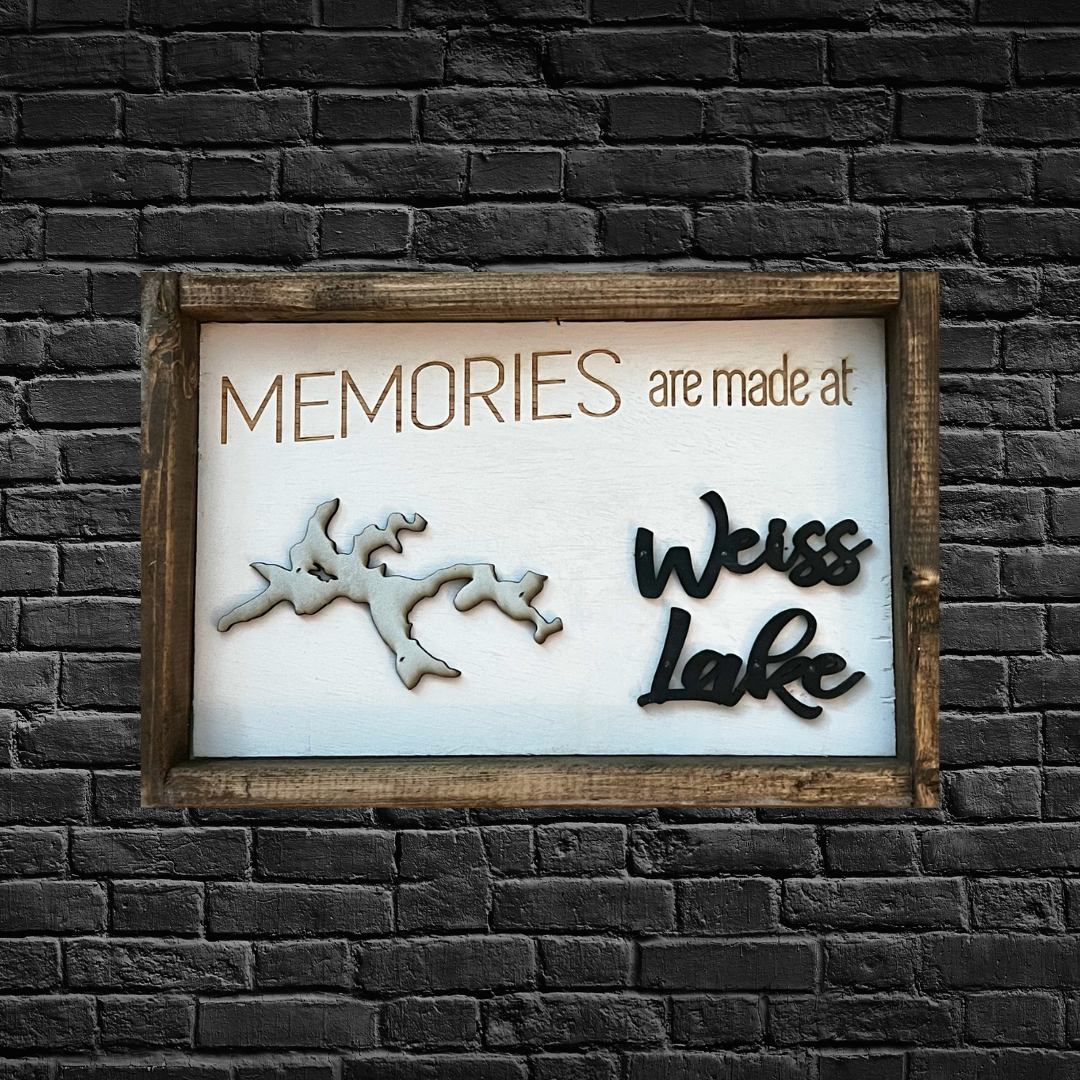 14x10 Weiss Lake Memories Map Personalized Handmade Sign - Shop Weiss Lake